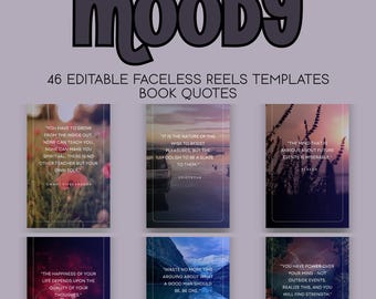 Moody Bookstagram Reel Canva Template: Book Quotes & Teasers (Digital Download