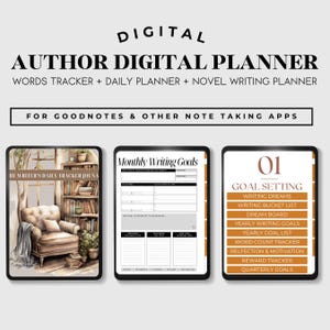 Digital Yearly Planner For Writers, Author Journal, Novel Writing, Book Planning, Novel Planning, Word Count Tracker, Writers Notebook