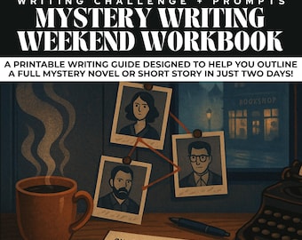 Schreibanregungen, Wochenend-Schreibanleitung, gemütliches Mystery Workbook, Mystery Story Planer, Schreib-Challenge, Schreib-Retreat