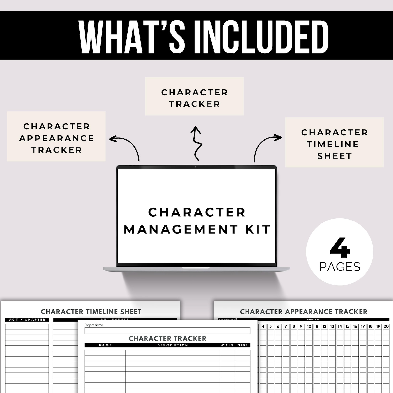 Character Tracker for Writer, Character Timeline Sheet, Novel Character ...