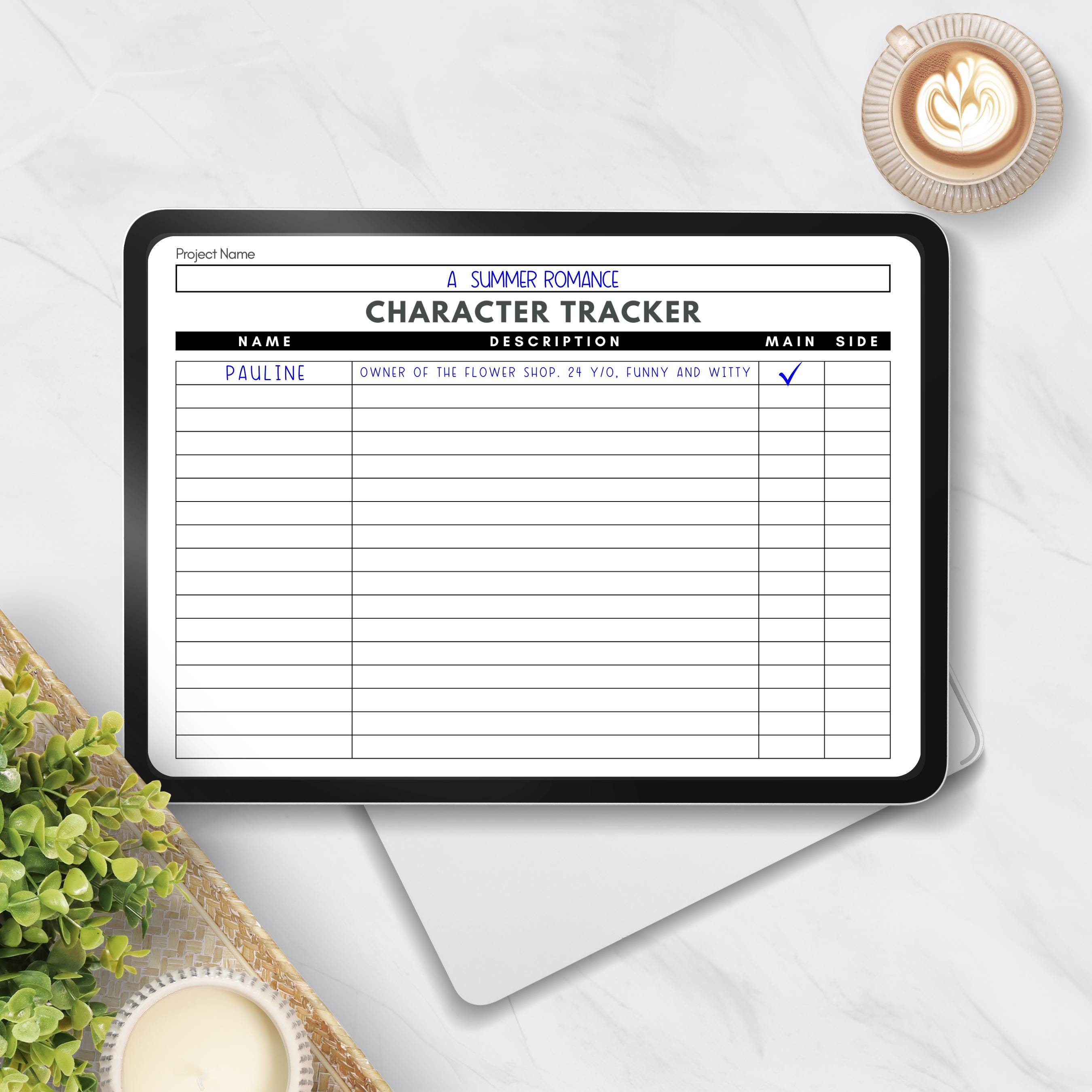 Character Tracker for Writer, Character Timeline Sheet, Novel Character ...