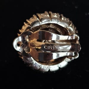 Signed CINER Vintage Gold-Tone Crystal Pavé Dome Clip-On Earrings — 1960s Glamour, All-Over Rhinestone Bombe Style image 5