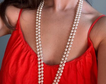Collar vintage de doble hebra con perlas de imitación