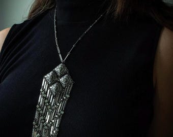 Antique Openwork Filigree Large Lavalier Necklace