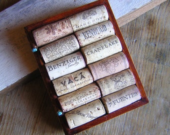 Wine Cork Trivet in Wood Box Top with Engraved Sailboat Bottom