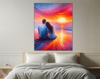 Abstract Romantic Intimate Canvas Print Modern Love Artwork for Bedroom Decor Colorful Passionate Wall Art Perfect Wedding Anniversary Gift