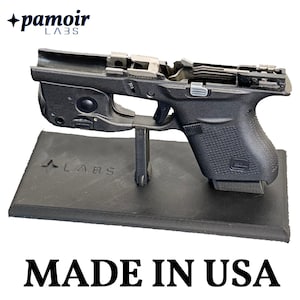 Firearm CLEANING and DISPLAY Stand | Glock 43/Hellcat Pro | 9mm | Made in USA | Durable | No-Mess cleaning | Works w/ Most Rail Attachments