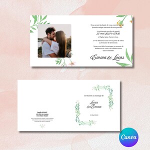 Faire-part mariage floral | Faire-part baptême floral | Faire-part invitation | faire-part personnalisable | carton d'invitation