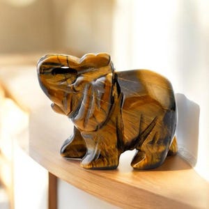 Gift Carved Elephant Good Luck Charm Stone Statue - Small Jade Figurine Natural Ornament