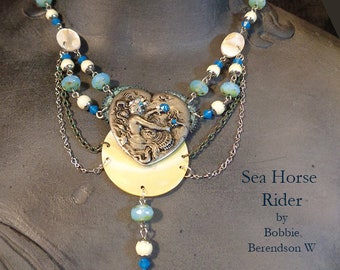 Sea Horse Rider Handcrafted Necklace and Earring Set