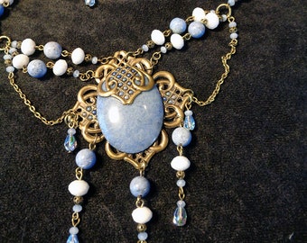 Blue Baroque Handcrafted Necklace and Earring Set