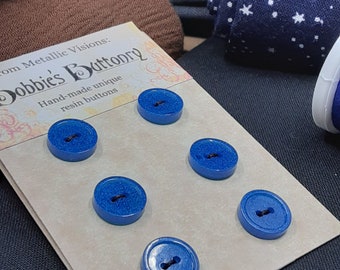 10mm Buttons Handmade Resin Royal Blue 6 pack from Bobbie's Buttonry