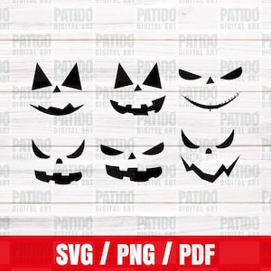 Halloween Pumpkin Face Svg Png Bundle, Fall Pumpkin Svg, Silhouette Cameo, Pumpkin Cricut, Cutting Files, Pumpkin Clipart, Instant Download