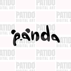Cute Panda Svg, Cute Panda Text Design Svg, Panda Logo Svg, Panda Vector, Cute Panda Clipart, SVG Cut File for Cricut, Panda Silhouette Png