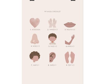 Wudu Checklist Poster | Islamic Prayer Steps Wall Art - Kids Poster