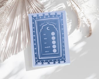 Blue Kids Islamic Prayer Tracker – Muslim Learning, Ramadan/Eid Gift (Digital Download)
