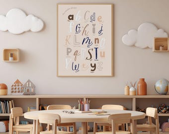 My Ramadan Alphabet Kids Poster Beige – Islamic Educational Printable (Digital Download)