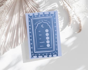 Blå Böneräknare för barn – Salah/Prayer Tracker (Digital Nedladdning)