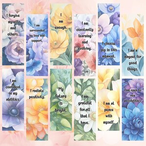 20 Positive Affirmation Lesezeichen druckbare, digitale Kunst, positive Worte Lesezeichen, inspirierend, motivierend, aufbauend, Selbstfürsorgekarten