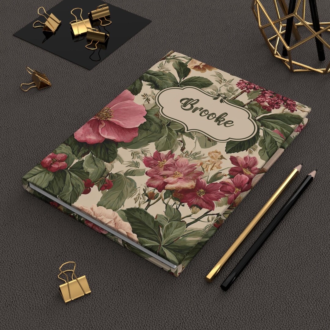 Personalized Floral Journal: Vintage Flower Design, Custom Name Option ...