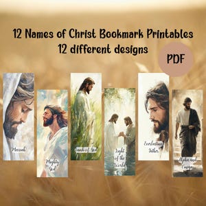 12 Names of Christ Bookmarks, Digital Christian Art, Printable Jesus Bookmark, Inspirational Bookmark, Christian Art, Bible Bookmark