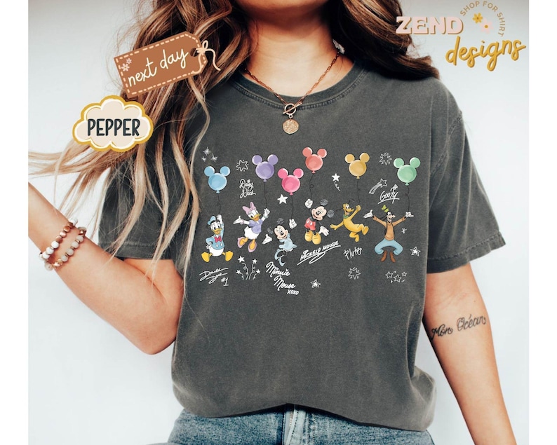 Comfort Colors® Retro Disney Mickey and Friends Signatures, Disney Vacation Shirt, Magic Kingdom Shirt, Disneyland Tee, Disneyworld Shirt image 3