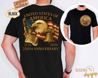 Comfort Colors® 250周年記念シャツ、レトロUSA 250シャツ、独立記念日シャツ、USA国旗Tシャツ、独立記念日Tシャツ、愛国心あふれるギフト