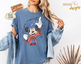 Comfort Colors® Some Imagination Huh Sorcerer Mickey Fantasia Wizard Tee, Disney Trip Shirt for Women