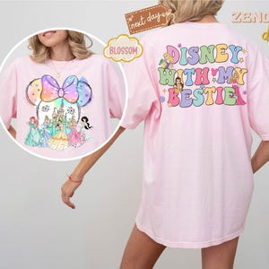 Disney With My Bestie Princess Shirt, Minnie Head Princess Comfort Colors Shirt, Disney World Girls Trip T-shirt, Magic Kingdom Shirt