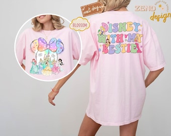 Disney With My Bestie Princess Shirt, Minnie Head Princess Comfort Colors Shirt, Disney World Girls Trip T-shirt, Magic Kingdom Shirt