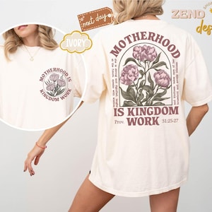 Comfort Colors® Retro Mom Tshirt, Motherhood Is Kingdom Work Shirt, Mothers Day Shirt,Christian Mom Gift,Religious Mom Tee,Mother Day Outfit