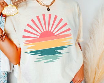 Camiseta Comfort Colors® Sun, Camiseta de verano, Camisetas de playa, Camiseta Sunhine, Regalo para mujer, Camiseta de verano estilo boho, Camiseta de sol, Camiseta linda y alegre para mujer