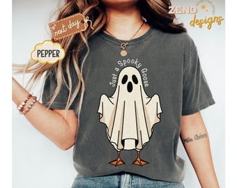 Comfort Colors® Funny Halloween Goose Shirt, Just a Spooky Goose T-shirt, Spooky Season Shirt, Spooky Goosey Shirt, Funny Goose Shirt