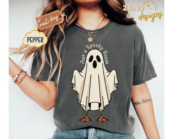 Comfort Colors® Funny Halloween Goose Shirt, Just a Spooky Goose T-shirt, Spooky Season Shirt, Spooky Goosey Shirt, Funny Goose Shirt