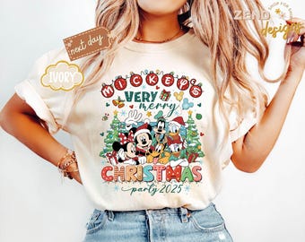 Comfort Colors® Mickey's Merry Merry Christmas Party 2025 Shirt, Weihnachtsfamilie Passendes Shirt, Mickey Disney Weihnachtshemd