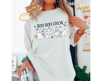 Camiseta de enfermera de Halloween Comfort Colors®, Boo Boo Crew, regalo para enfermeras, camiseta de temporada espeluznante, camiseta de enfermera espeluznante, regalo para enfermera, regalo de Halloween