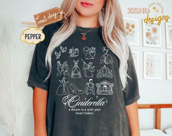 Camiseta de Cenicienta Princesa Comfort Colors, Camiseta de Cenicienta Disney, Camiseta retro de Cenicienta, Camiseta de princesa de Walt Disneyworld, Camisetas para viajes de chicas