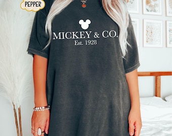 Mickey & Co Shirt,Comfort Color Mickey and Co. Est. 1928 Shirt,Unisex Shirt,Crewneck Shirt, Disney Shirts,Disney Trip Shirt,Disneyland Shirt