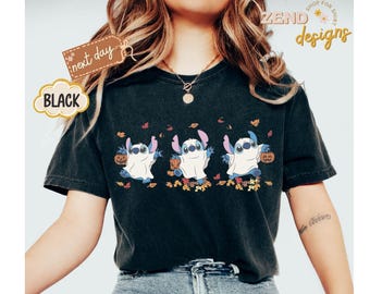 Koszulka Disney Ghost Stitch Halloween Comfort Colors®, koszulka Disney Stitch Halloween, Cukierek albo psikus, Upiorny sezon, prezent Disney na Halloween