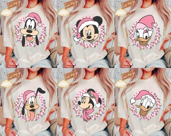 Comfort Color Mickey und Freunde Shirt, Pink Weihnachten Tee, Weihnachten kariert, Disney Familie Matching, Disney Weihnachten Shirt, Weihnachtsshirt