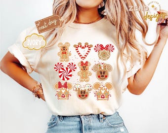 Comfort Colors® Mickey and Minnie Gingerbread Shirt, Disney Snacks Shirt, Disneyland Christmas Shirt, Christmas Party Shirt, Disney Xmas Tee
