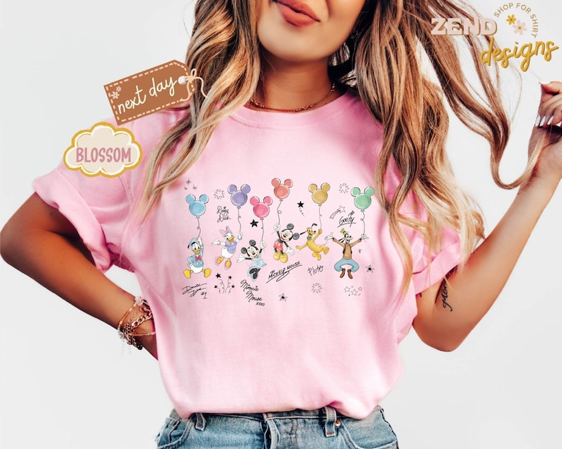 Comfort Colors® Retro Disney Mickey and Friends Signatures, Disney Vacation Shirt, Magic Kingdom Shirt, Disneyland Tee, Disneyworld Shirt image 4