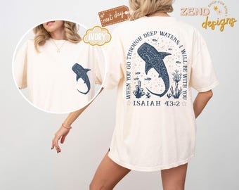 Camiseta de tiburón ballena Comfort Colors®, playera, playera de tiburón, playera de Jesús, playera de verano, playera cristiana del océano, chica coco