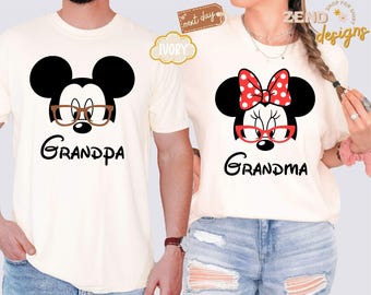 Comfort Colors® Disney Grandpa and Grandma Shirt, Mickey Grandpa T-Shirt, Minnie Grandma Shirt, Grandparents Sweatshirt, Disney Couple Tee