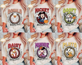 Comfort Colors® Disney Characters Checkered Halloween Shirt, Mickey and Friends Halloween Shirt, Mickey's Not So Scary Halloween Party, Gift