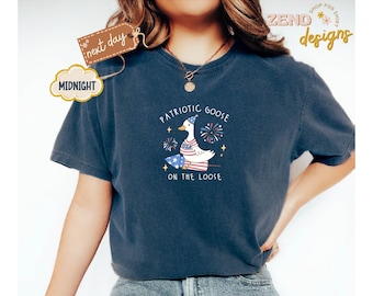 Comfort Colors® grappig shirt van 4 juli, shirt grappig gans, shirt Independence Day, shirt VS, patriottische tshirt, shirt Firequacker, cadeau 4 juli