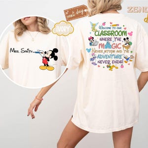 Comfort Colors Personalized Teacher Sweatshirt, Teacher Shirt, Mickey Mouse Shirt, Disney Shirt, Custom Name, Disney Teacher, School Shirt
