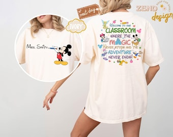 Comfort Colors Personalized Teacher Sweatshirt, Teacher Shirt, Mickey Mouse Shirt, Disney Shirt, Custom Name, Disney Teacher, School Shirt