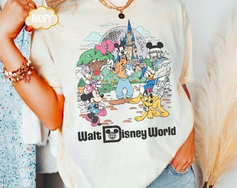 Retro Walt Disneyworld comfort kleuren shirt, vintage Disneyworld shirt, Mickey en vrienden shirt, retro Disney shirt, Disney 2025 reis shirt