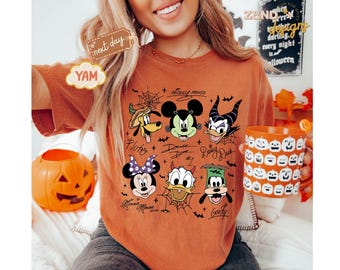 Comfort Colors® Mickey & Friends Halloween-shirt, retro Disney Halloween-T-shirt, Mickey's Not So Scary Party-shirt voor familiematch, Halloweencadeau